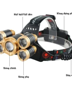 Đèn Pin Đội Đầu Chiếu Sáng Ngoài Trời 5 Bóng Led Siêu Sáng