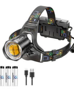 Đèn Pin Siêu Sáng LED Đèn Pha Với Xhp90 Hạt Đèn Chống Thấm Nước Đèn Pha Điện Hiển Thị Thích Hợp Thăm Dò Săn Bắn Câu Cá